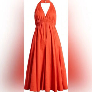 Anthropologie Du Paradis red halter backless Dress Size Small NWT